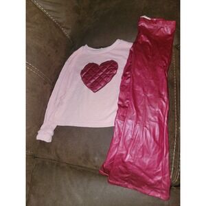 Btween pink heart top and maroon pants size 7 outfit